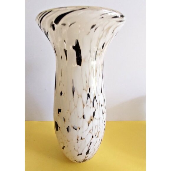 Todd Oldham Heavy Art Glass Vase White, Gold, Brown Mottle Design 12.5" - Picture 9 of 15